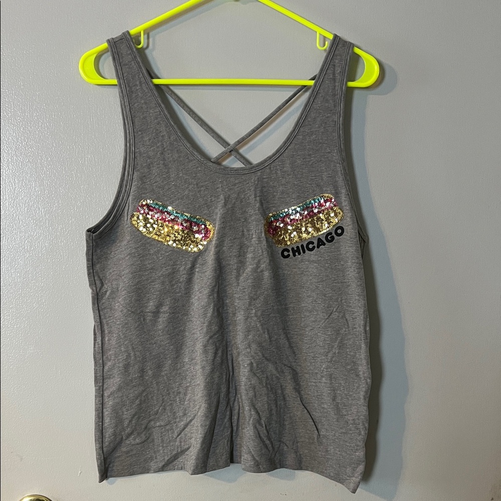 PINK Victoria's Secret Gray Sequin Tank Top